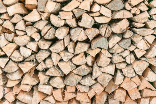 Wood texture  neatly laid out woodpile.