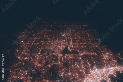 Fototapeta Naklejka Na Ścianę i Meble -  Las Vegas aerial view at night. Top view on modern city with street lights