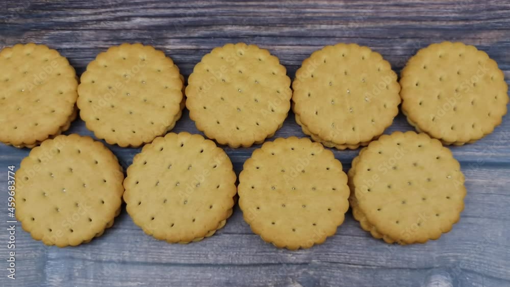 The Natural biscuits close-up. Delicious cookies in the close-up