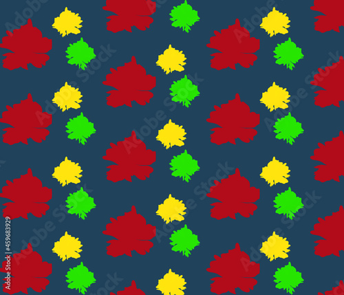 pattern with bright leaves, vector, dark background