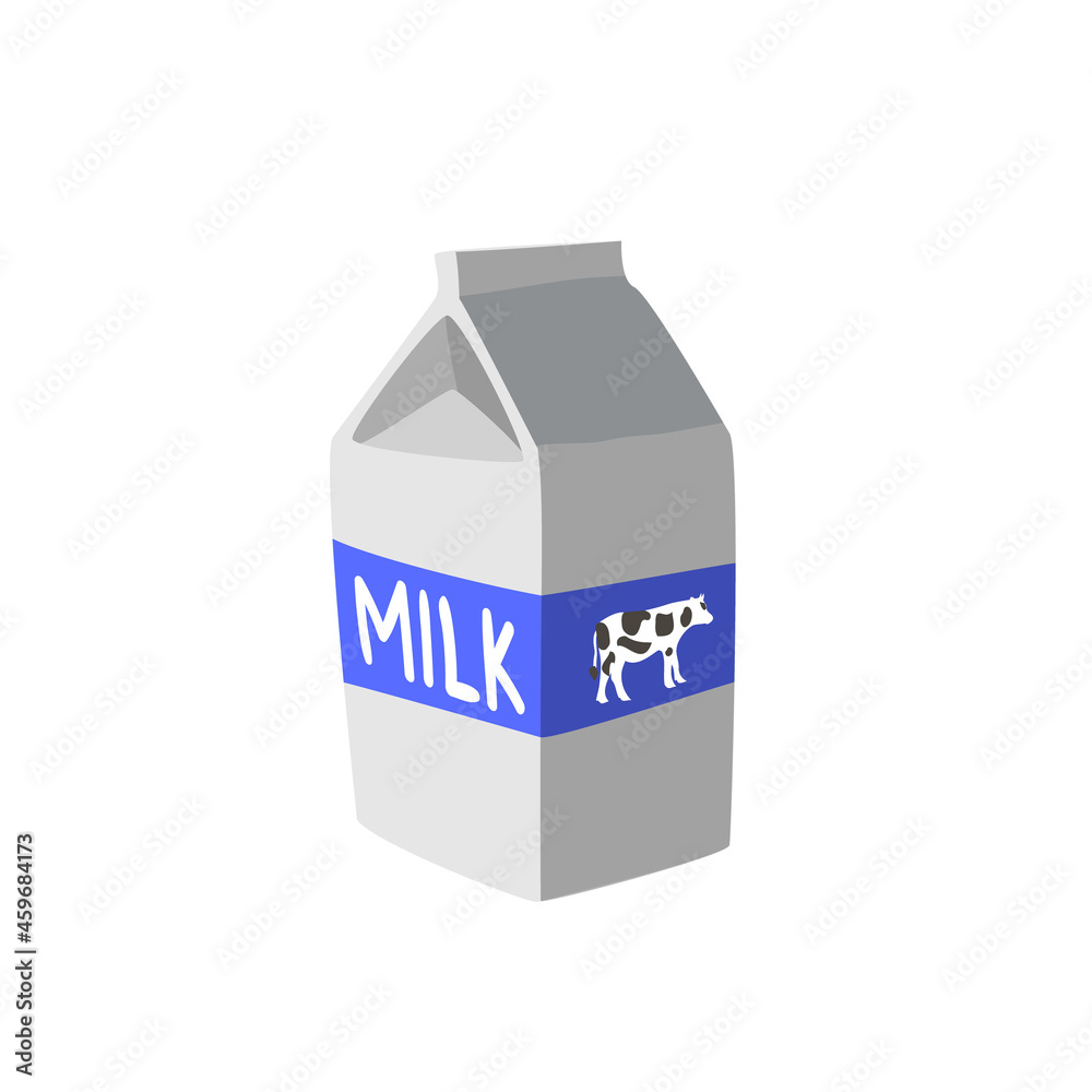 Box of milk in simple cartoon style. Vector eps10. Box of milk in simple cartoon style. Vector eps10.