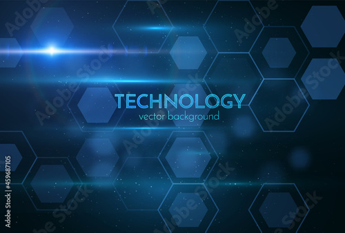 Abstract science vector background with hexagonal technological shapes