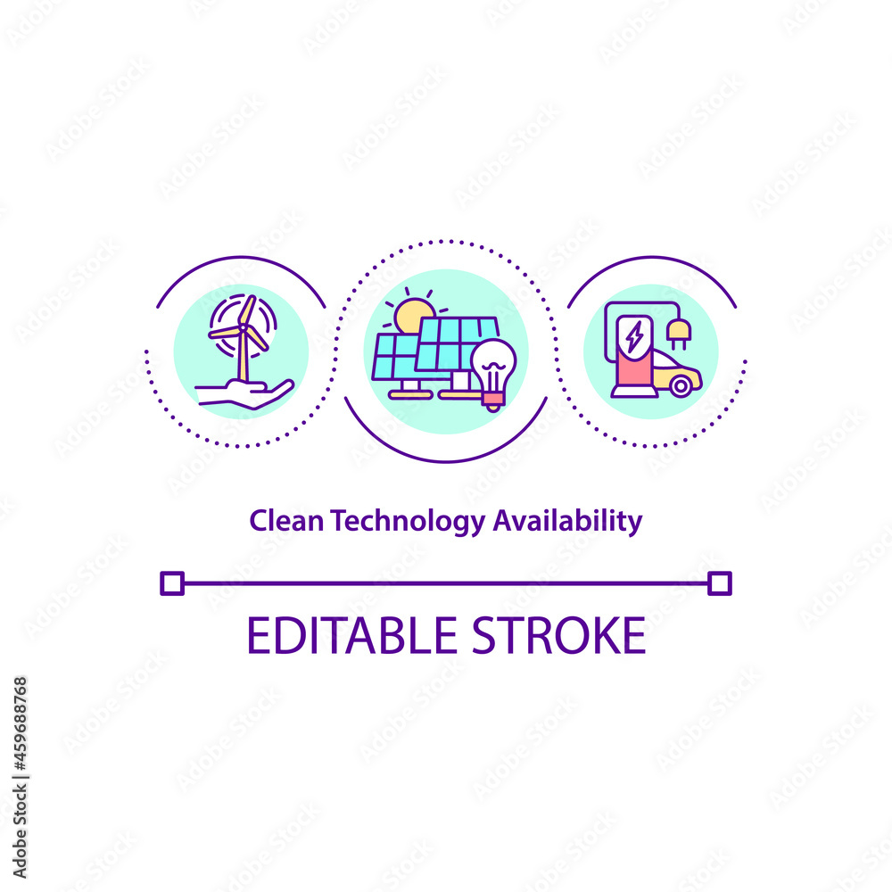 Clean technology availability concept icon. Achieving energy efficiency abstract idea thin line illustration. Natural resources conservation. Vector isolated outline color drawing. Editable stroke