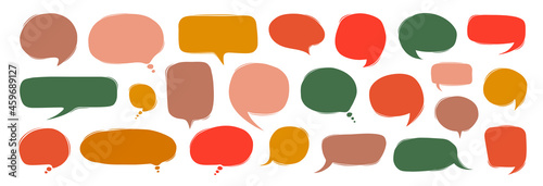 Speech bubble doodles set. Scribble frames collection. Sketch vector. Hand drawn effect illustration. Social media messages. Comics text. Chat or dialog clouds set.