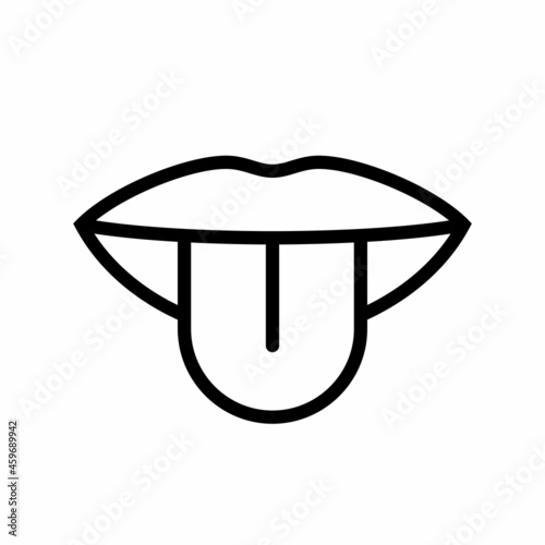 Mouth with tongue icon isolated on white background, Simple line icon Taste symbol, Lips vector illustration