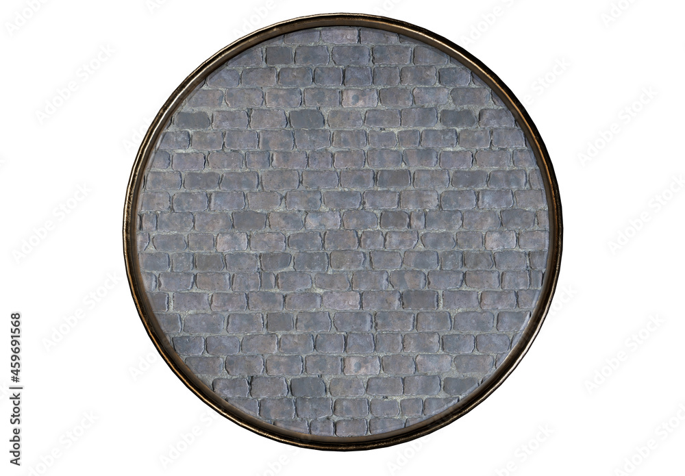 An empty round light marble stone trophy base on an isolated white studio background - 3D render An empty round light marble stone trophy base on an isolated white studio background - 3D render