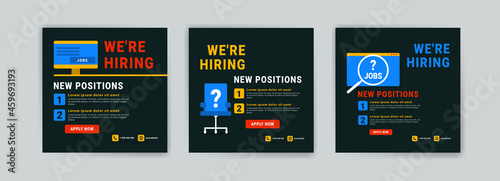 We're hiring. Job offer leaflet template. Job vacancy flyer poster template design.