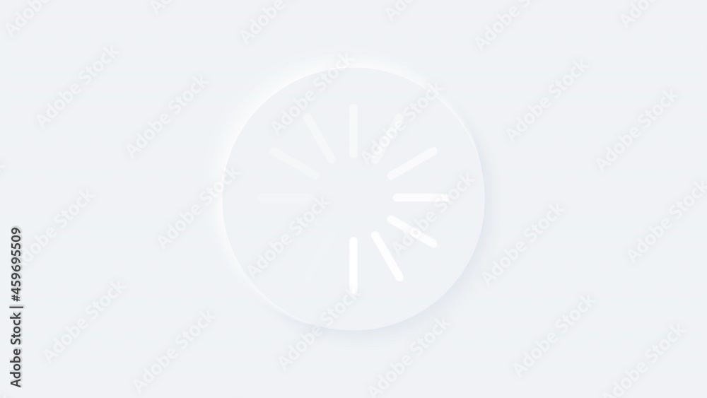 Bright white gradient button. Loading icon animation. Neumorphic effect. Shaped figure in trendy soft 3D style. Circle ellipse Bright white gradient button. Loading icon animation. Neumorphic effect. Shaped figure in trendy soft 3D style. Circle ellipse
