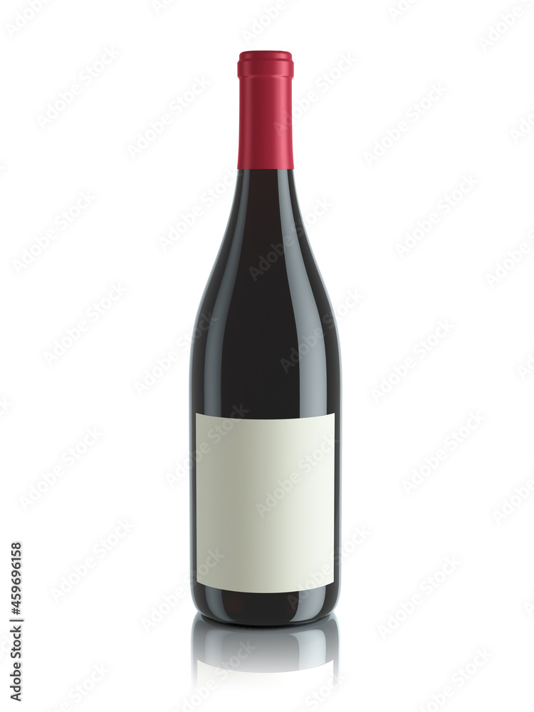 Mockup red wine bottle with blank label in studio lighting 3D Mockup red wine bottle with blank label in studio lighting 3D