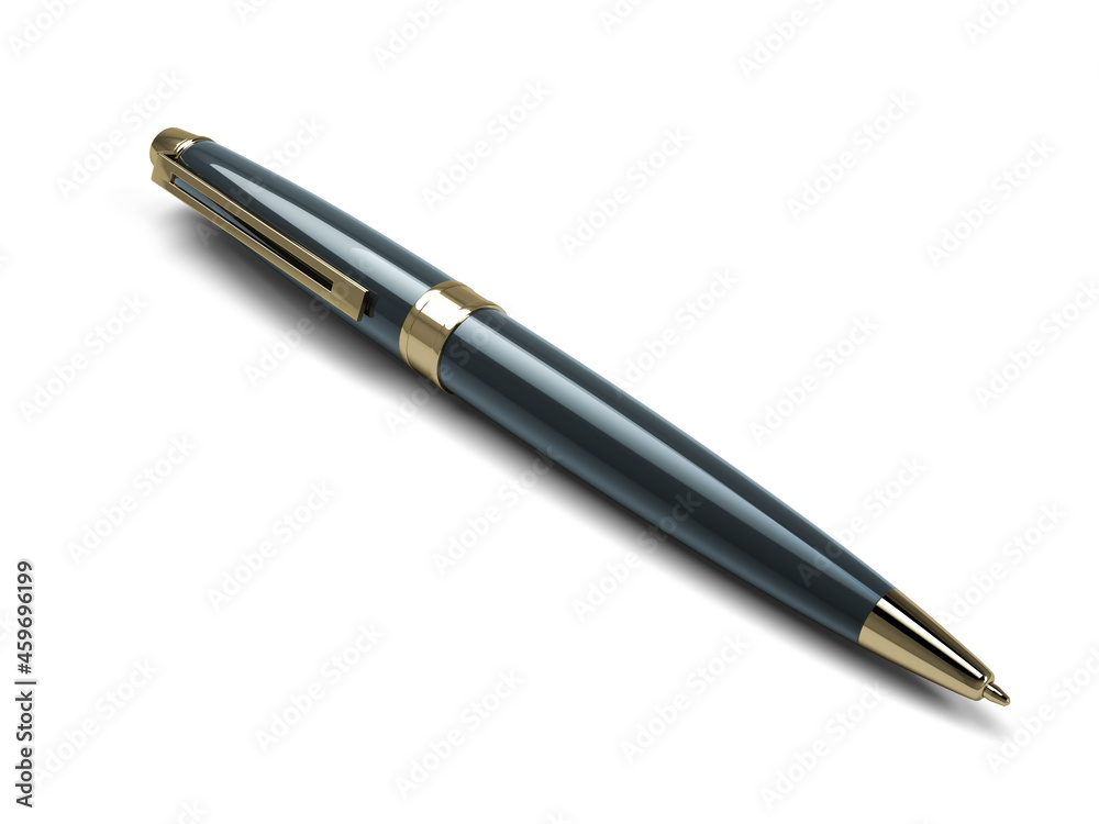 Golden luxury pen closeup isolated on white background 3d Golden luxury pen closeup isolated on white background 3d