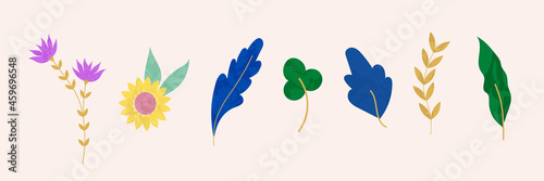 Ensemble de fleurs vectorielles avec textures.