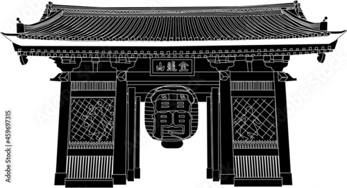 東京の雷門のシルエット