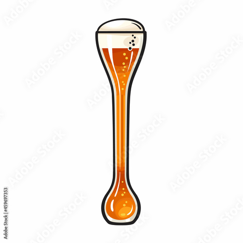 Yard beer glass. Hand drawn vector illustration isolated on white.