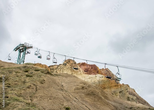 The Iconic Needles Chairlift at Alum Bay Isle of Wight Hampshire england