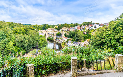 A view over the town of Knaresborough and the castle grounds in Yorkshire  UK in summertime