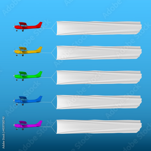 Small Propeller Airplane Towing Clear White Banner