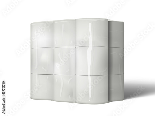 3D Big Package Of Toilet Paper Rolls Mockup