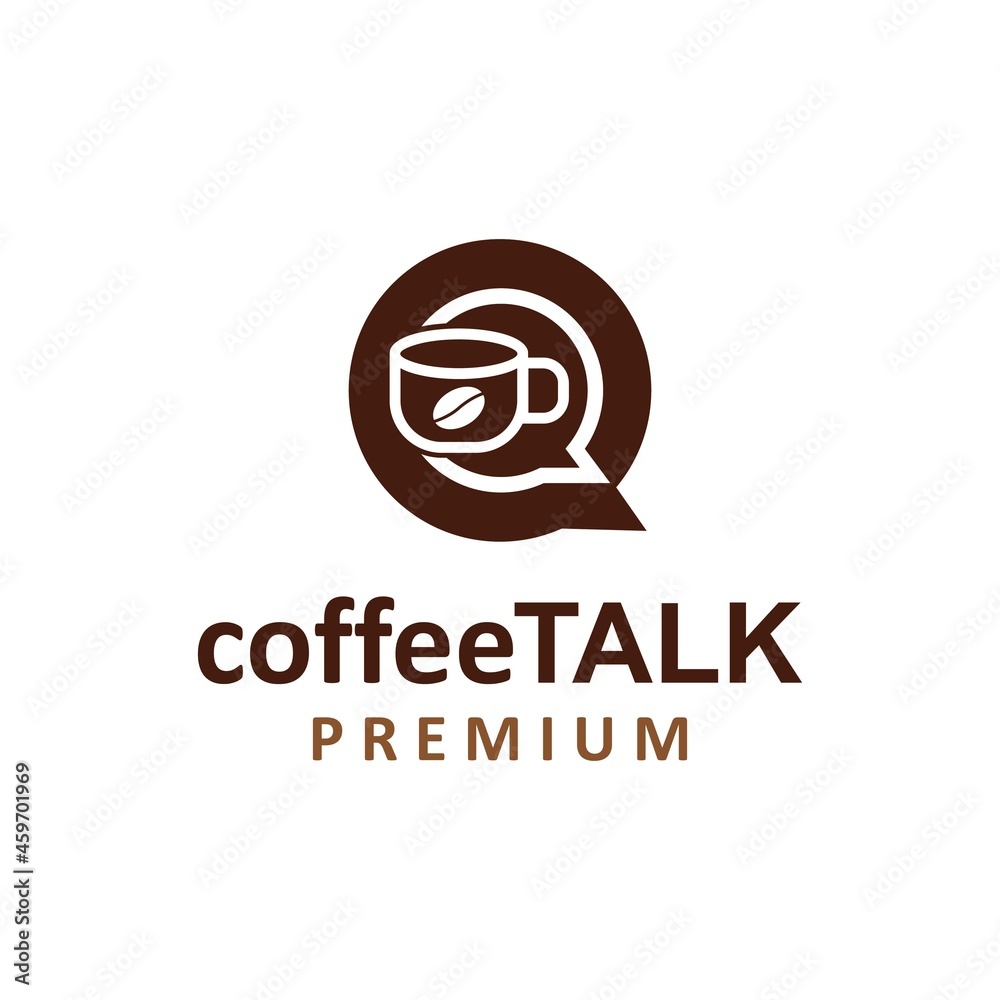 coffee talk chat cup logo vector icon illustration