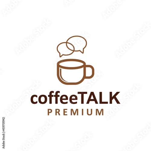 coffee talk chat cup logo vector icon illustration