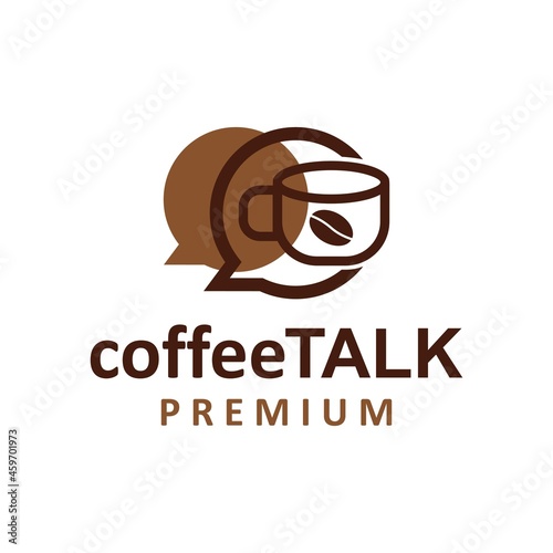coffee talk chat cup logo vector icon illustration
