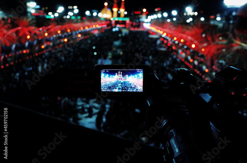 karbala, iraq - september 27, 2021: photo of imam abbas shrine in karbala city in Arbaʽeen pilgrimage ceremony photo