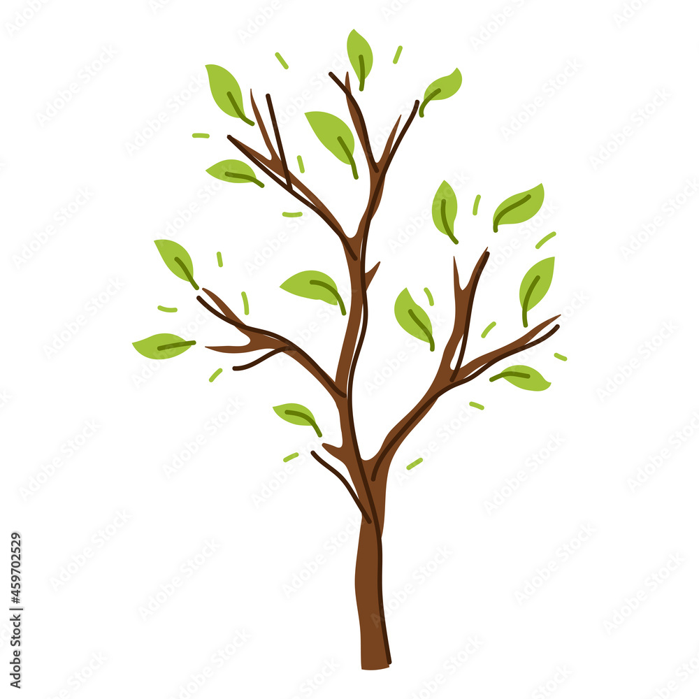 Spring or summer stylized tree with green leaves. Spring or summer stylized tree with green leaves.