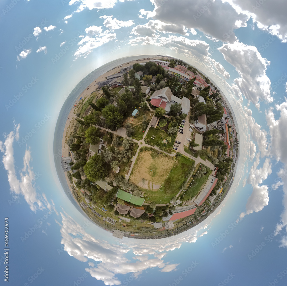 Little Planet 360 panorama of the beach and the Black Sea