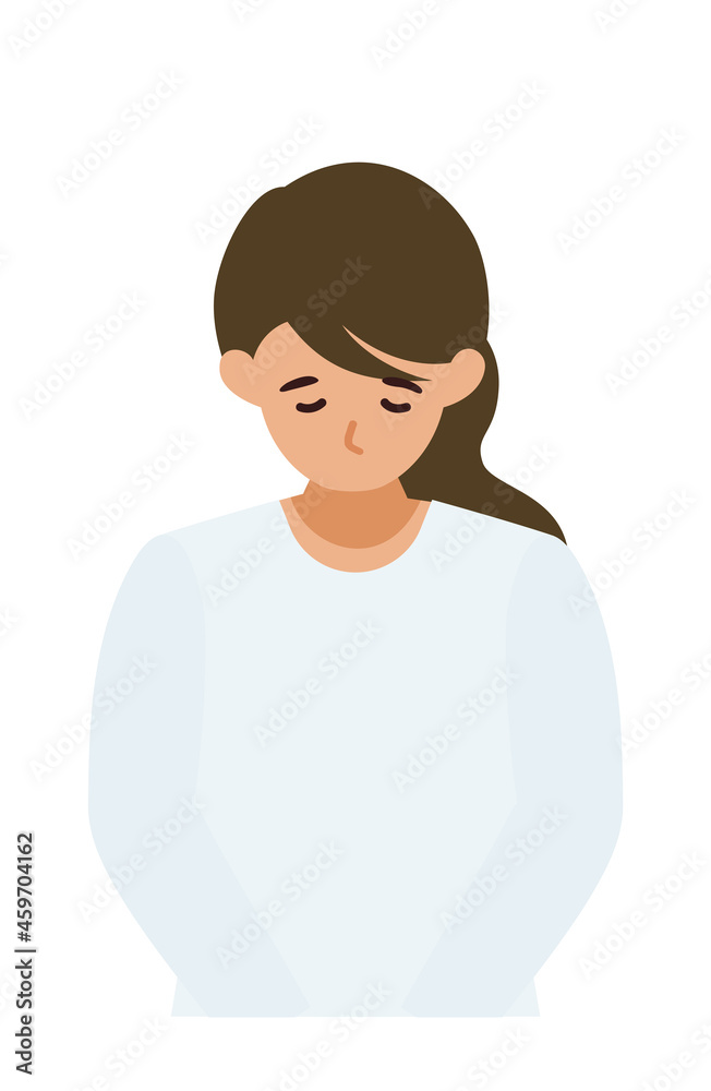 Woman cartoon character. People face profiles avatars and icons. Close up image of Woman taking a bow. Woman cartoon character. People face profiles avatars and icons. Close up image of Woman taking a bow.