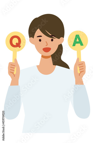 Woman cartoon character. People face profiles avatars and icons. Concept for Q&A. photo