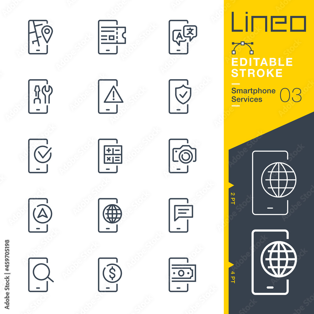 Lineo Editable Stroke - Smartphone Services line icons - obrazy, fototapety, plakaty 