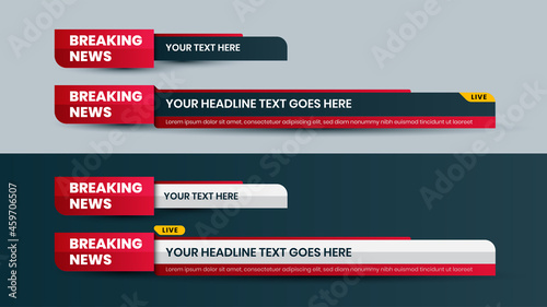 Lower third red simple and modern. Headline video television news bar design template isolated background.