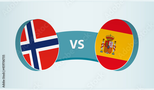Norway versus Spain, team sports competition concept.