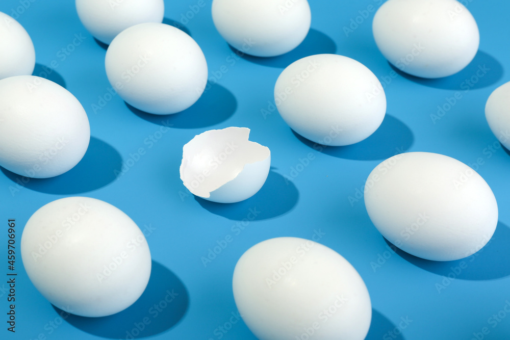broken egg pattern on blue background