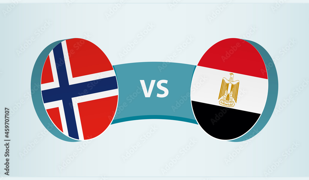 Norway versus Egypt, team sports competition concept.