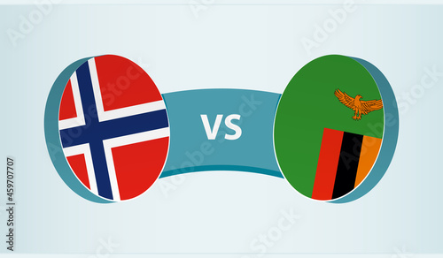 Norway versus Zambia, team sports competition concept.