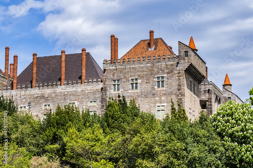 External view of Guimaraes Palace of Dukes of Braganza (Paco dos Duques de Braganca, 1422) - medieval estate and former residence of first Dukes of Braganza. Guimaraes, Portugal.