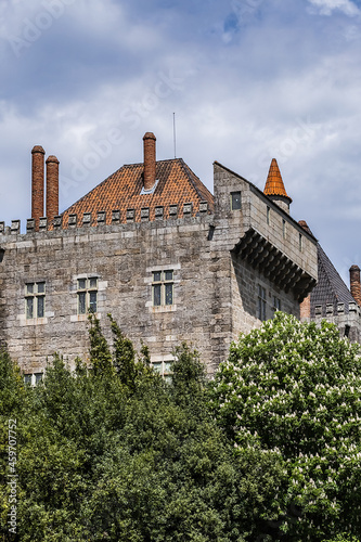 External view of Guimaraes Palace of Dukes of Braganza (Paco dos Duques de Braganca, 1422) - medieval estate and former residence of first Dukes of Braganza. Guimaraes, Portugal.