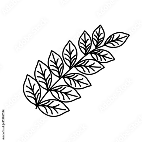 Black And White Leaf Icon Vector Set symbol of nature element for logo isolated on white background