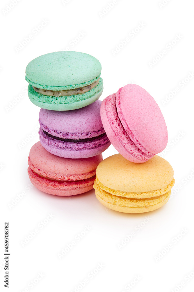 Sweet macaroons dessert isolated on white background Sweet macaroons dessert isolated on white background