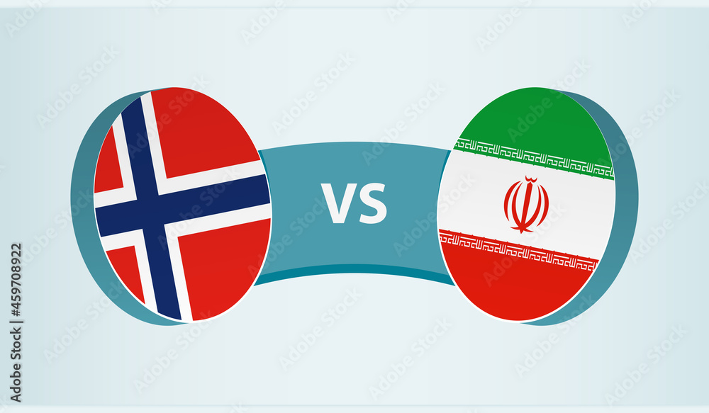 Norway versus Iran, team sports competition concept.
