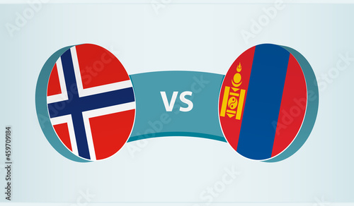 Norway versus Mongolia, team sports competition concept.