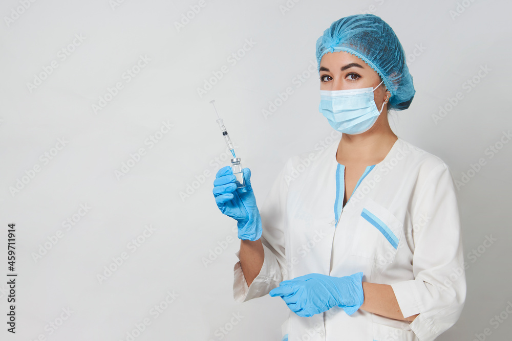 Female doctor injecting injection vaccine, close-up Female doctor injecting injection vaccine, close-up