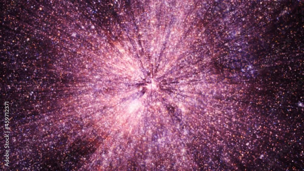 Traveling through glittering star fields in space with big bang ...