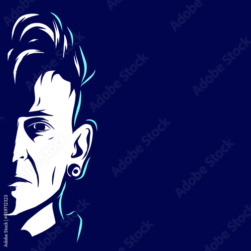 Punk man line. Pop Art logo. Colorful design with dark background. Abstract vector illustration. 