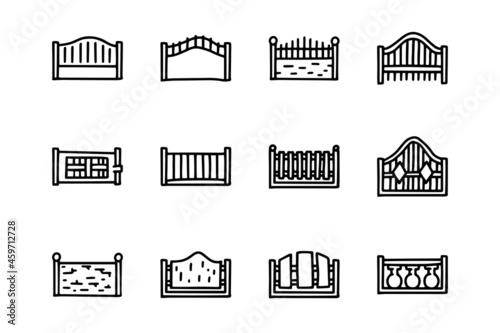 Obraz na płótnie Fences line vector doodle simple icon set w salonie