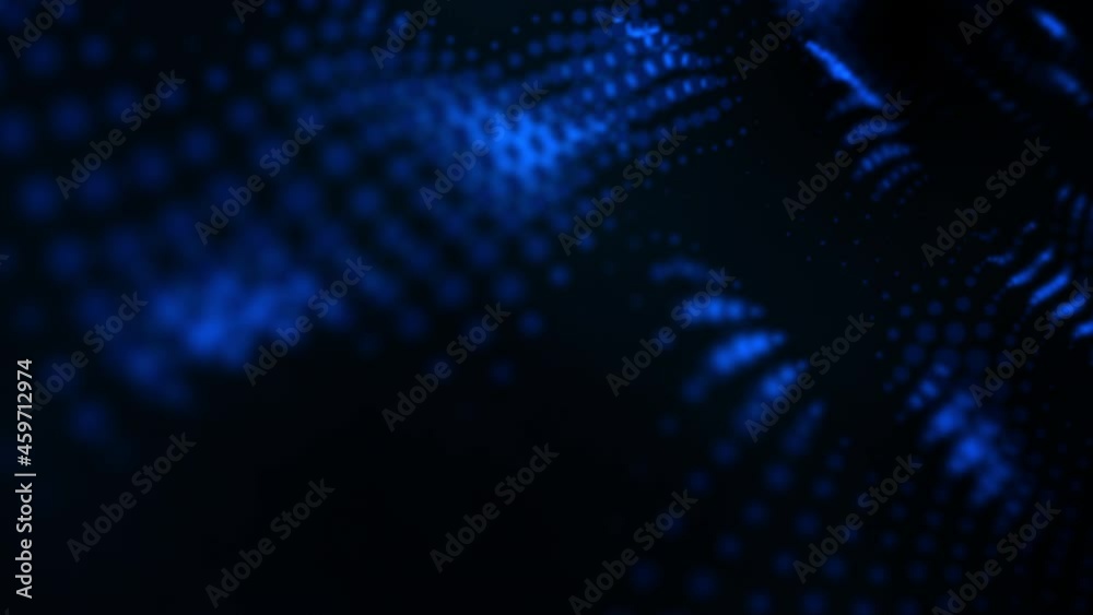 3D Animation movement of dark blue wire frame mesh wave pattern movements effect. Seamless looping digital modern lines background. LED Sci-Fi wall. 4K futuristic title intro, cyber vj loop. 

