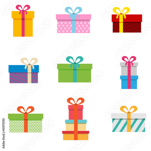 Set of presents for Christmas, Happy Birthday isolated on a white background, funny greeting