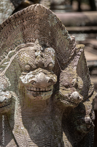 buddha lion statue in khmer hindu temple in archaeological site Thailand Buriram Isan © Moses Leigh