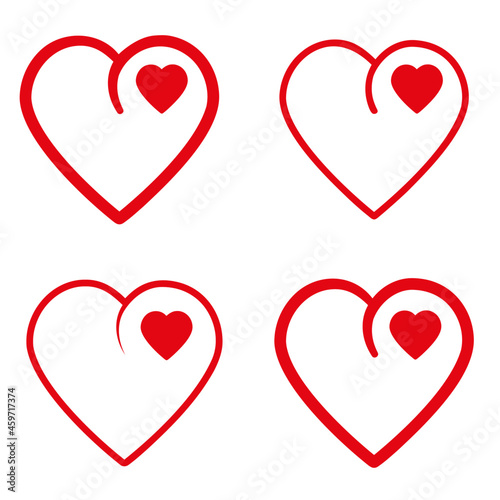 Vintage vector heart icons on a white background. love symbol isolated object valentine