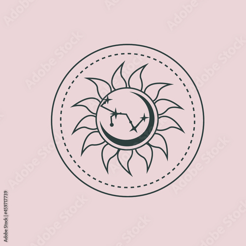 beautiful mystical picture in the style of yoga and self-knowledge on a light background